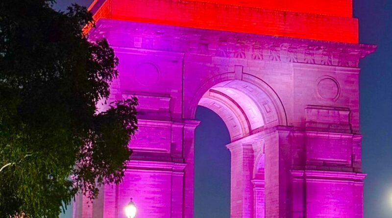 विश्व एनटीडी दिवस के उपलक्ष्य में चलाया गया रोशनी अभियान, दिल्ली में इंडिया गेट को बैंगनी और गुलाबी रंग की चमकीली रोशनी से जगमगाया गया